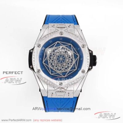 HB Factory Hublot Big Bang One Click Sang Bleu Blue 39 MM Diamond Bezel Copy HUB1710 Watch 465.SS.7179.VR.1204